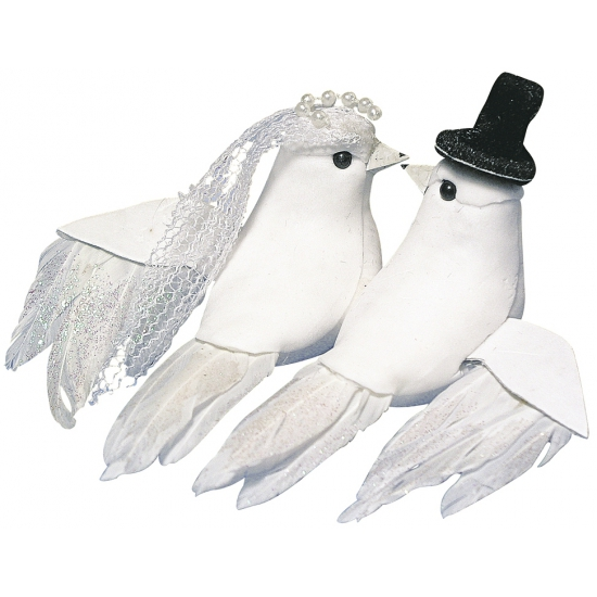 Duiven decoratie bruidspaar 8 cm kopen | Taarttoppers