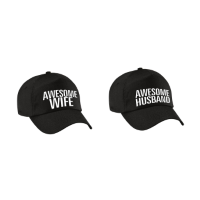 Awesome husband and wife petten / caps zwart voor koppels