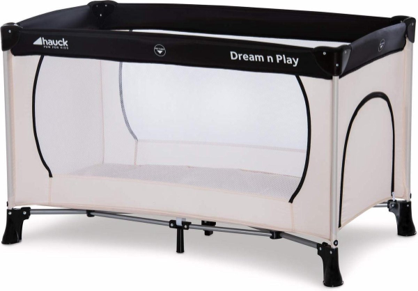 Dream N Play Plus Campingbedje 120x60cm - Beigé/Grijs - Opvouwbaar babybed  - Inklapbaar en voorzien van draagtas - Campingbedje met matras - Metaal  kopen | Baby / Geboorte