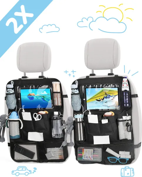 Home for us Autostoel Organizer met Tablet Houder - Set van 2 -  Beschermhoes voor Kinderen - Beschermer Achterkant - Universeel kopen |  Baby / Geboorte