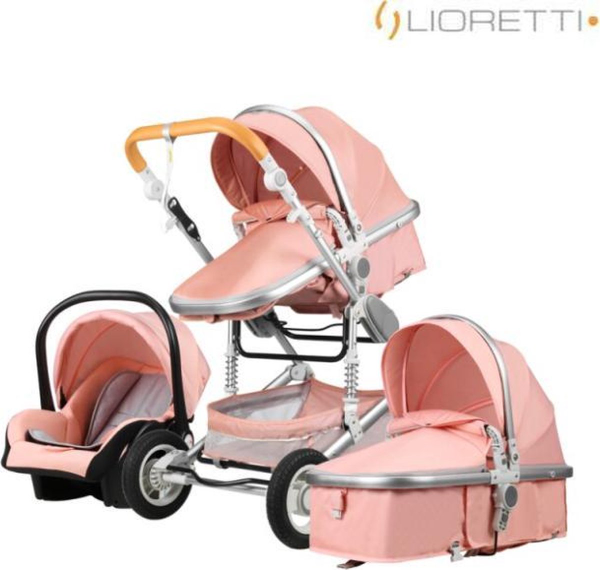 Lioretti® Ultra Luxe 3 in 1 Kinderwagen Roze | Wandelwagen | Opvouwbaar |  Auto Zitje | Buggy | Maxi Cosi | 0 tot 36 Maanden | Meisjes kopen | Baby /  Geboorte