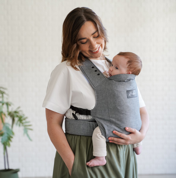 ROOKIE Baby Premium draagzak- Design buikdrager - Comfortabel en ergonomisch  - Pasgeboren babydrager - Peuterdrager - Biologisch katoen (Donkergrijs)  kopen | Baby / Geboorte
