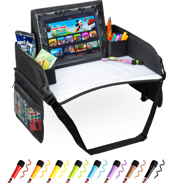 RX Goods Premium Reistafel met Tekentafel & Tablethouder– Opvouwbaar - Auto  Organizer - Whiteboard - Grijs kopen | Baby / Geboorte