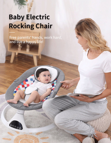 Tissy® Elektrisch Wipstoel - Baby Schommelstoel - Elektrische Babyschommel  - Babyswing - Wipstoeltjes voor Baby met Klamboe Bluetooth muziek Grijs  kopen | Baby / Geboorte